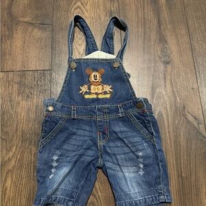 Kids Denim Overalls with Mickey Mouse Embroidery size 3-6 months
